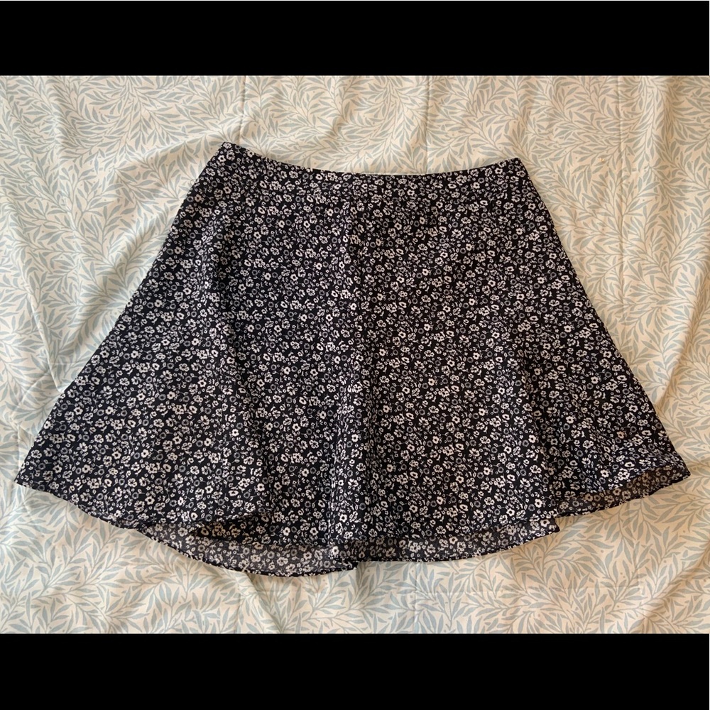 Black and white floral miniskirt